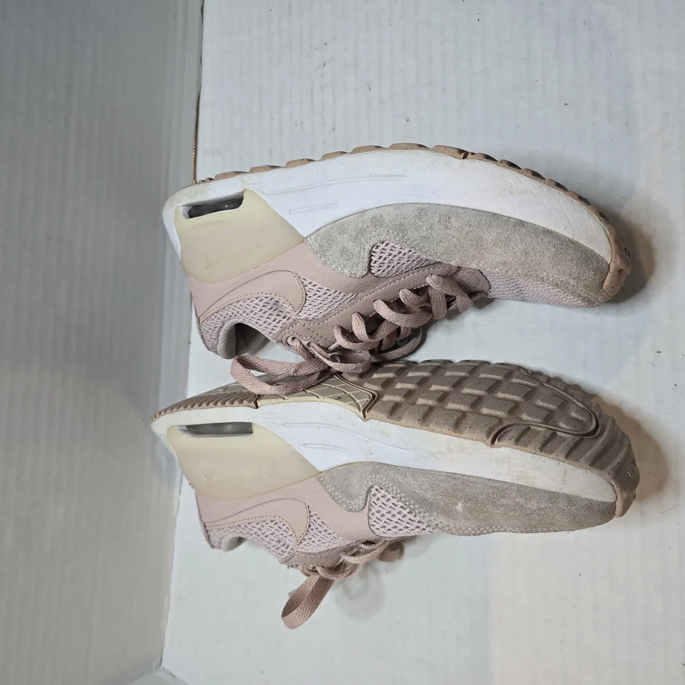 Nike Pink and Cream Suede Sneakers with Lace-Up‎ Design